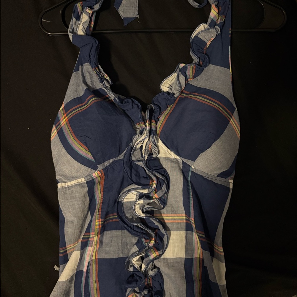 Vintage Truth Navy and Multicolor Plaid Top